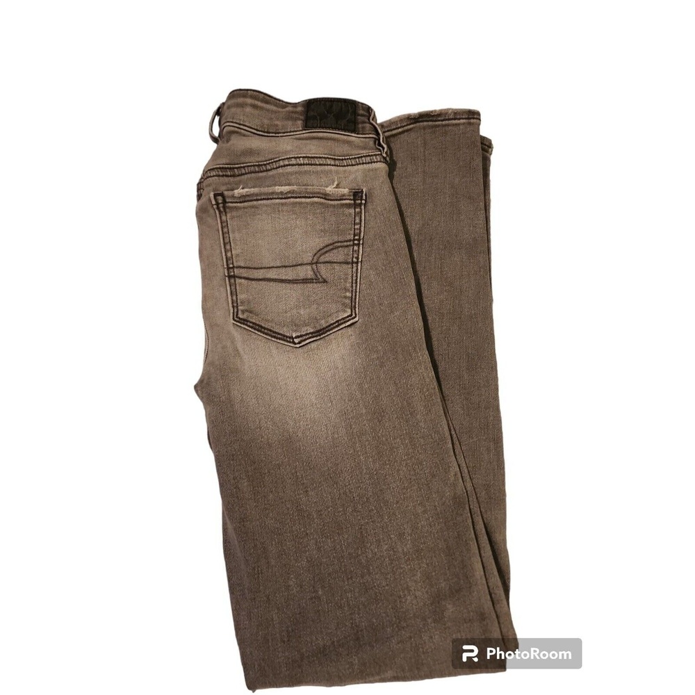 American Eagle Jeggings Gray Wash Distressed Denim Jeans Size 6